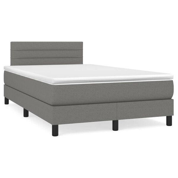 vidaXL Boxspring posteľ s matracom, tmavosiv&aacute; 120x190 cm, l&aacute;tka