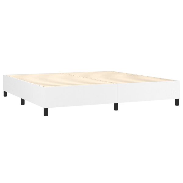 vidaXL Boxspring posteľ s matracom biela 200x200 cm umel&aacute; koža