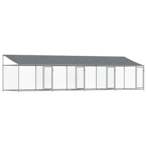 vidaXL Klietka pre psa so strechou a dverami siv&aacute; 8x2x2 m pozink. oceľ