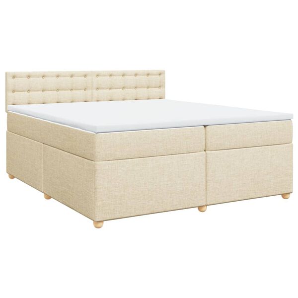 vidaXL Boxspring posteľ s matracom kr&eacute;mov&aacute; 200x200 cm l&aacute;tka
