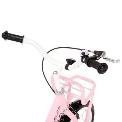 vidaXL Detský bicykel s predným nosičom 12 palcový biely a ružový
