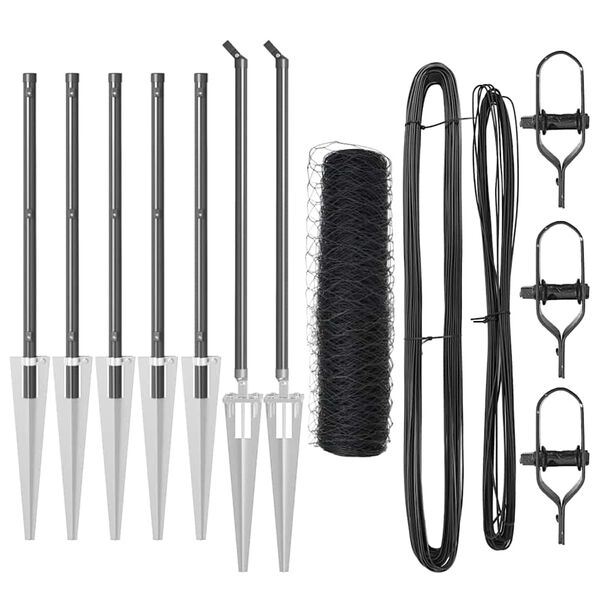 vidaXL Stĺp na plot. Siv&aacute; 10 x 0,5 m (50 mm mriežka) Ocel a PVC