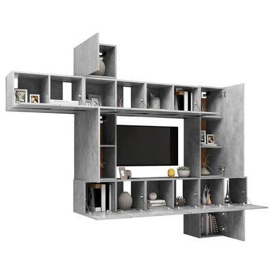 vidaXL 10-dielna súprava TV skriniek betónovo-sivá drevotrieska