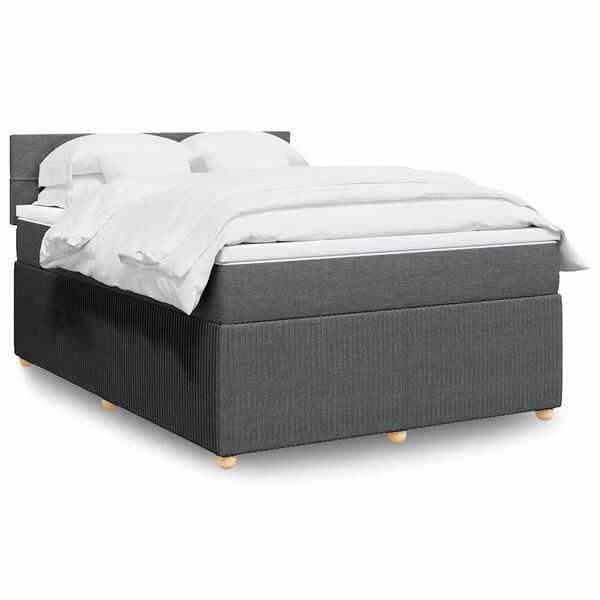 vidaXL Boxspring posteľ s matracom tmavosiv&aacute; 160x200 cm l&aacute;tka