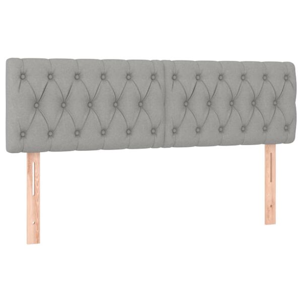 vidaXL Čelo postele s LED bledosivé 144x7x78/88 cm látka