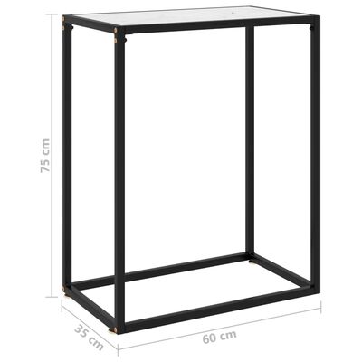 vidaXL Konzolový stolík biely 60x35x75 cm tvrdené sklo