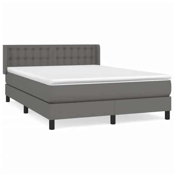 vidaXL Boxspring posteľ s matracom siv&aacute; 140x190 cm umel&aacute; koža