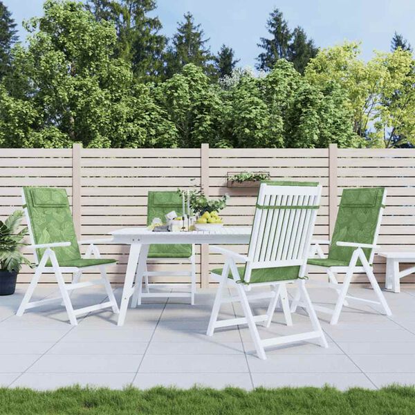 vidaXL Podušky na stoličky s vysokým operadlom 4 ks vzor lístia látka