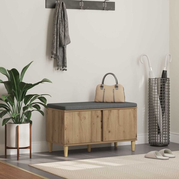 vidaXL Predsieňov&aacute; lavica s vank&uacute;&scaron;om Remeseln&yacute; dub 80 x 38 x 46 cm