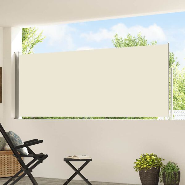 vidaXL Zaťahovacia bočn&aacute; mark&iacute;za na terasu 120x500 cm, kr&eacute;mov&aacute;