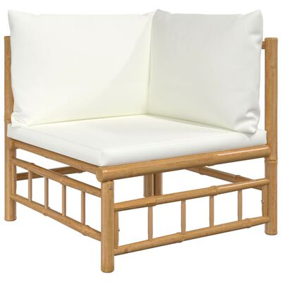 vidaXL 11-dielna záhradná sedacia súprava krémovobiele vankúše bambus