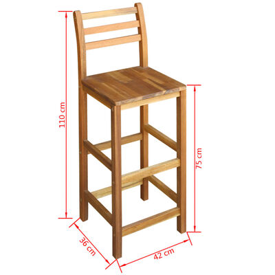 vidaXL 3-dielna súprava barového stola a stoličiek, masívne akáciové drevo
