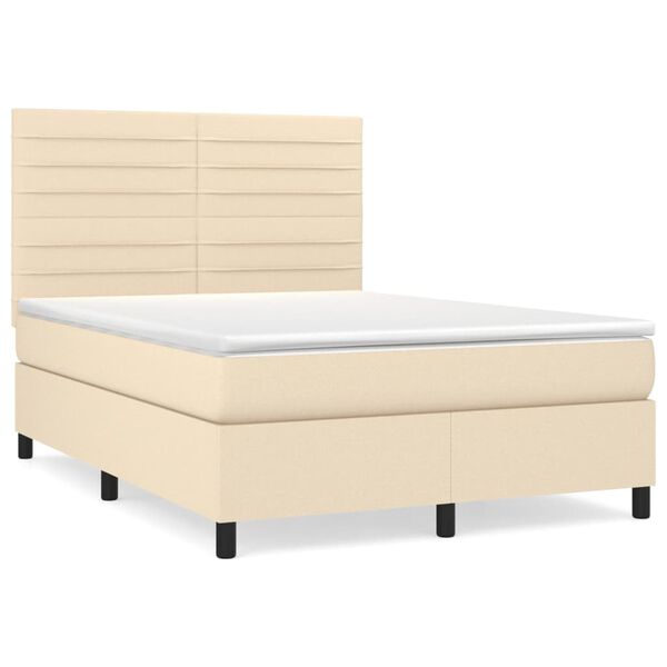 vidaXL Boxspring posteľ s matracom kr&eacute;mov&yacute; 140x190 cm l&aacute;tka