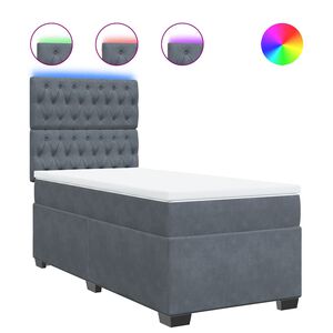 vidaXL Posteľn&yacute; r&aacute;m boxspring s matracom tmavosiv&yacute; 80x200 cm zamat