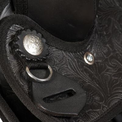 vidaXL Westernové sedlo, ohlávka a poprsák, pravá koža, 12", čierne