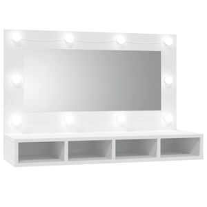 vidaXL Zrkadlov&aacute; skrinka s LED biela 90x31,5x62 cm