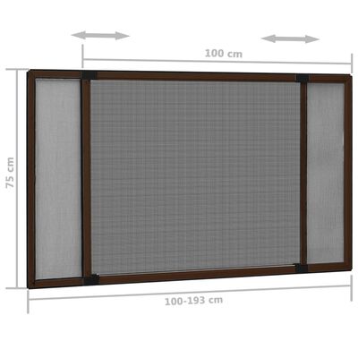 vidaXL Výsuvná okenná sieťka proti hmyzu hnedá (100-193)x75 cm