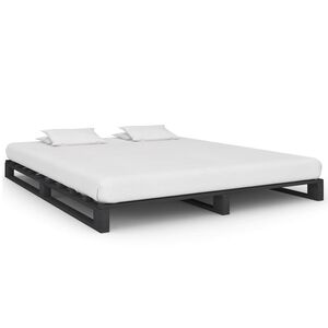 vidaXL Paletov&yacute; posteľn&yacute; r&aacute;m siv&yacute; 200x200 cm mas&iacute;vne borovicov&eacute; drevo