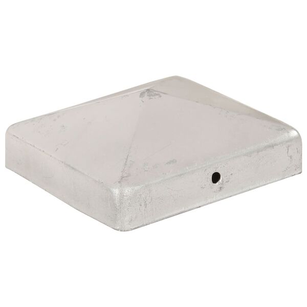 vidaXL Pyramídové krytky na plotové stĺpiky 6 ks 91x91 mm pozinkovaný kov