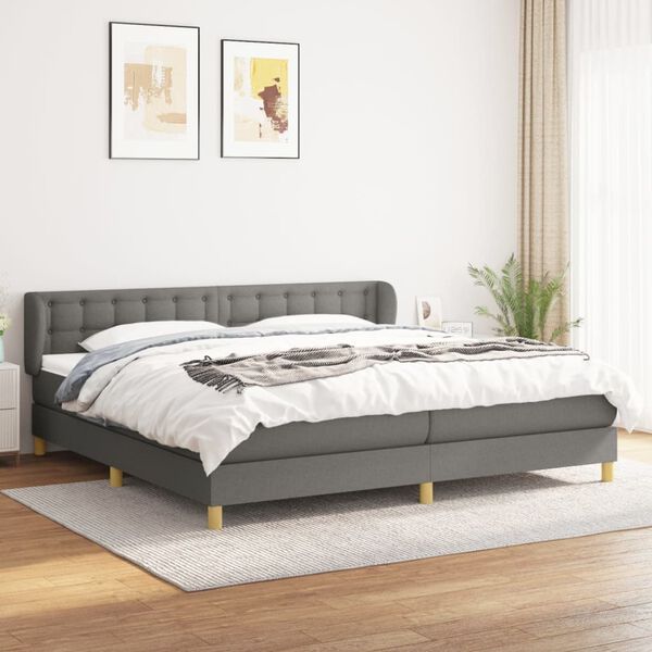 vidaXL Boxspring posteľ s matracom tmavosiv&aacute; 200x200 cm l&aacute;tka