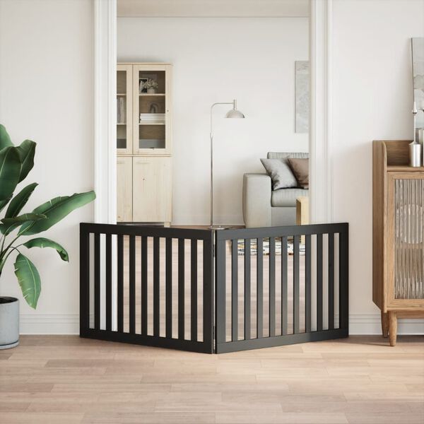 vidaXL Br&aacute;na pre psa skladacia 2 panely čierna 160 cm topoľov&eacute; drevo