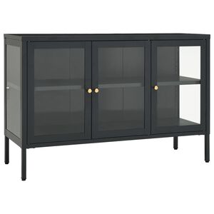 vidaXL Komoda antracitov&aacute; 105x35x70 cm oceľ a sklo