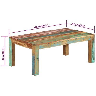 vidaXL Konferenčný stolík masívne recyklované drevo 100x60x40 cm