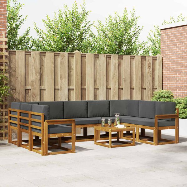 vidaXL Z&aacute;hradn&aacute; s&uacute;prava gaučov 10 pcs Pr&iacute;rodn&aacute; a antracitov&aacute;