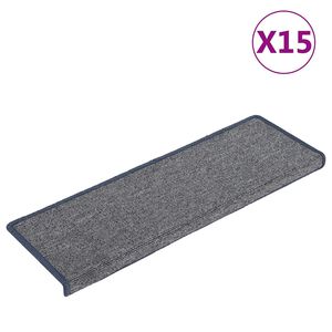 vidaXL Schodov&eacute; rohože 15 ks 65x21x4 cm svetlosiv&eacute; a modr&eacute; s obdĺžnikov&yacute;m okrajom
