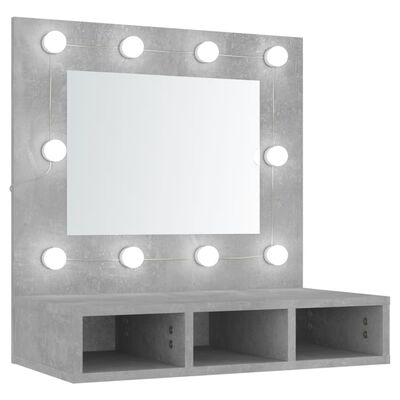 vidaXL Zrkadlová skrinka s LED betónovo sivá 60x31,5x62 cm