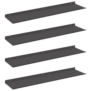 vidaXL Z&aacute;vesn&aacute; polica 4 ks Čierny 80 x 18 x 2,5 cm Oceľ