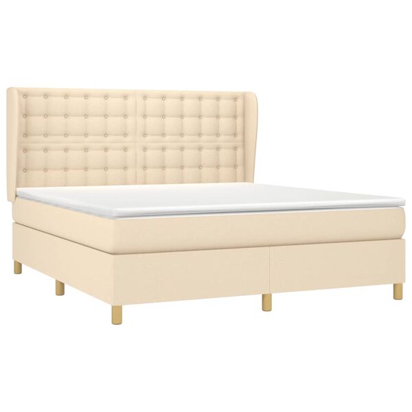 vidaXL Posteľn&yacute; r&aacute;m boxspring s matracom kr&eacute;mov&yacute; 180x200 cm l&aacute;tka