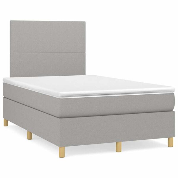 vidaXL Boxspring posteľ s matracom a LED, svetlosiv&aacute; 120x190 cm, l&aacute;tka