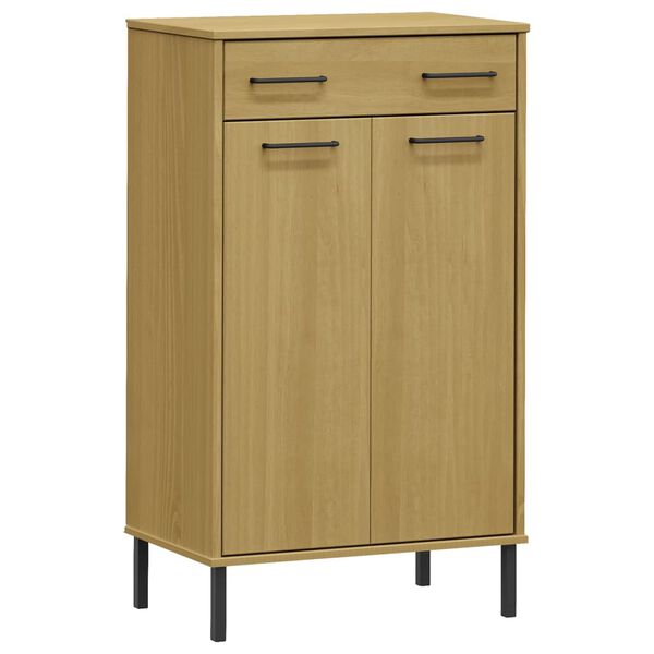 vidaXL Botník s kovovými nohami hnedý masívna borovica OSLO