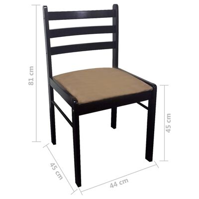 vidaXL Jedálenské stoličky 4 ks, hnedé, kaučukový masív a zamat