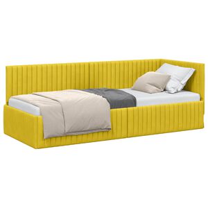 vidaXL Rohov&yacute; r&aacute;m postele s čelnou doskou Žlt&aacute; 80 cm x 200 cm Zamat