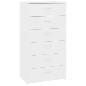 vidaXL Komoda so 6 z&aacute;suvkami, biela 50x34x96 cm, kompozitn&eacute; drevo