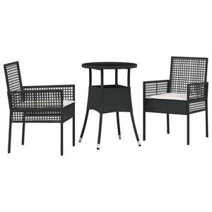 vidaXL Z&aacute;hradn&yacute; jed&aacute;lensk&yacute; set 3 pcs Čierna polyratan