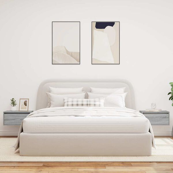 vidaXL Nástenné nočné skrinky s LED osvetlením 2 ks sivé sonoma