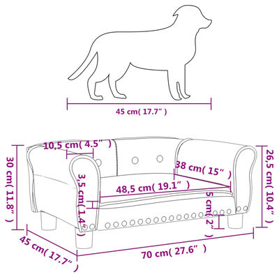 vidaXL Posteľ pre psa bledosivá 70x45x30 cm zamat