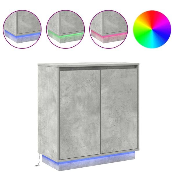 vidaXL LED komoda Bet&oacute;nov&aacute; &scaron;ed&aacute; 71 x 34,5 x 75 cm Kompozitn&eacute; drevo