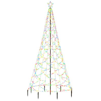vidaXL Vianočný stromček s kovovým stĺpikom 500 LED, farebný 3 m