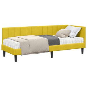 vidaXL Rohov&yacute; r&aacute;m postele s matracom 2 ks Žlt&aacute; 80 x 200 cm Zamat