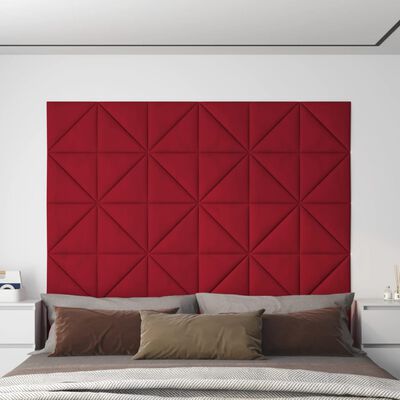 vidaXL Nástenné panely 12 ks vínovočervené 30x30 cm zamat 0,54 m²