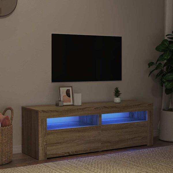 vidaXL TV skrinka s LED svetlami dub sonoma 120x35x40 cm