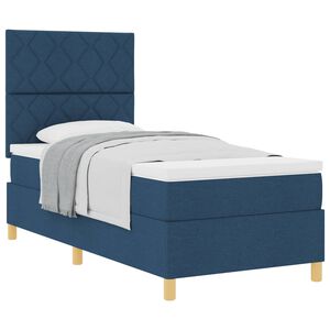vidaXL Posteľ s pružinov&yacute;m r&aacute;mom s matracmi Modr&aacute; 90 x 200 cm l&aacute;tka