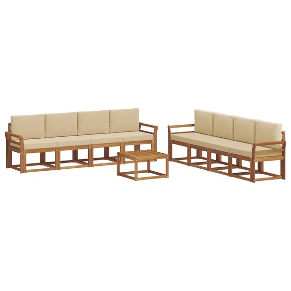 vidaXL Z&aacute;hradn&aacute; s&uacute;prava gaučov s vank&uacute;&scaron;om 9 pcs Pr&iacute;rodn&aacute; a b&eacute;žov&aacute;