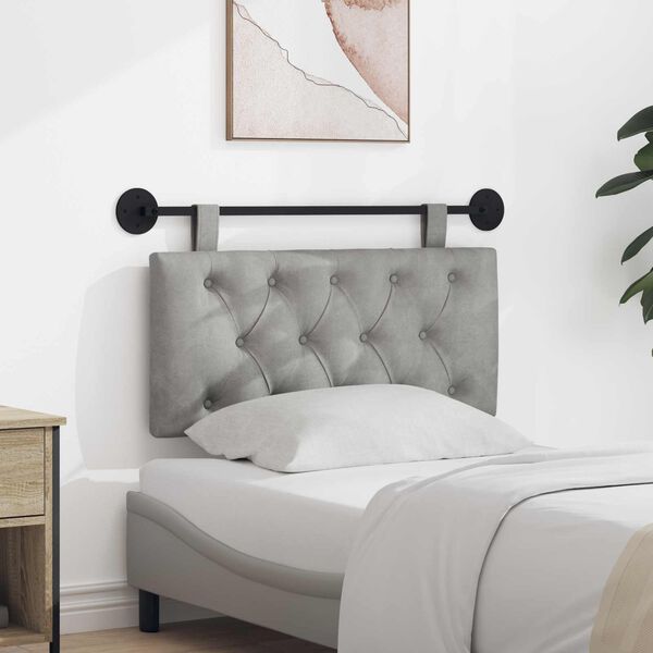 vidaXL Z&aacute;vesn&aacute; Čel&aacute; N&aacute;stenn&yacute; Svetlosiv&aacute; 100 x 55 x 7 cm Zamat