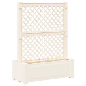 vidaXL Veľk&yacute; kvetin&aacute;č s trelliskom Biela 99,5 x 43 x 133,5 PP