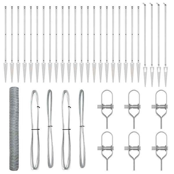 vidaXL Stĺp na plot. Strieborn&aacute; 50 x 1,4 m (36 mm sieť) Oceľ